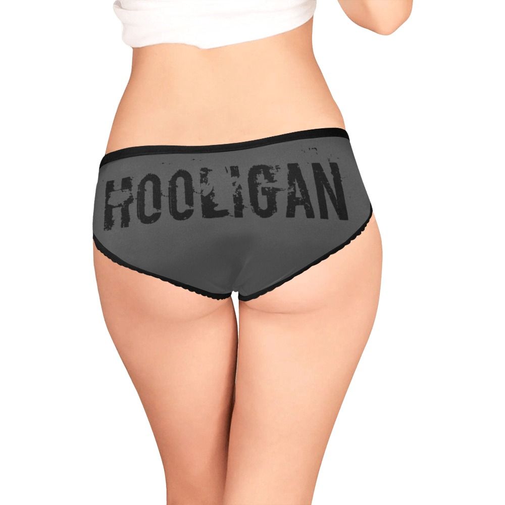 Female Hooligan Unders (Dark Grey) Women's All Over Print High-cut Briefs (ModelL14) (Made In AUS) - Image 2