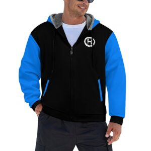 Polar Hooligan Double Layer Fleece Zippered Hoodie (Blue and Black) Double Layer Fleece Zippered Hoodie