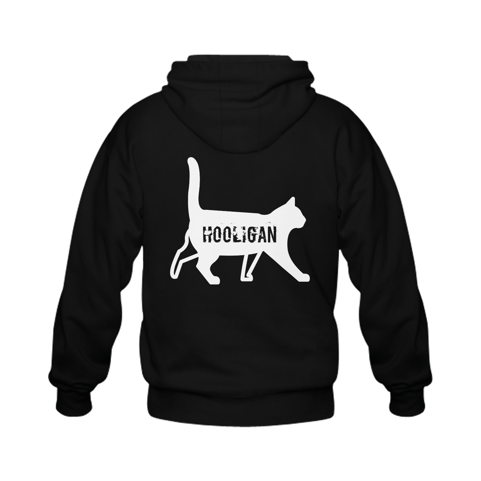 Hooligan Cat Hoodie Classic Full Zip Hooded Sweatshirt (Model H02) - Image 2