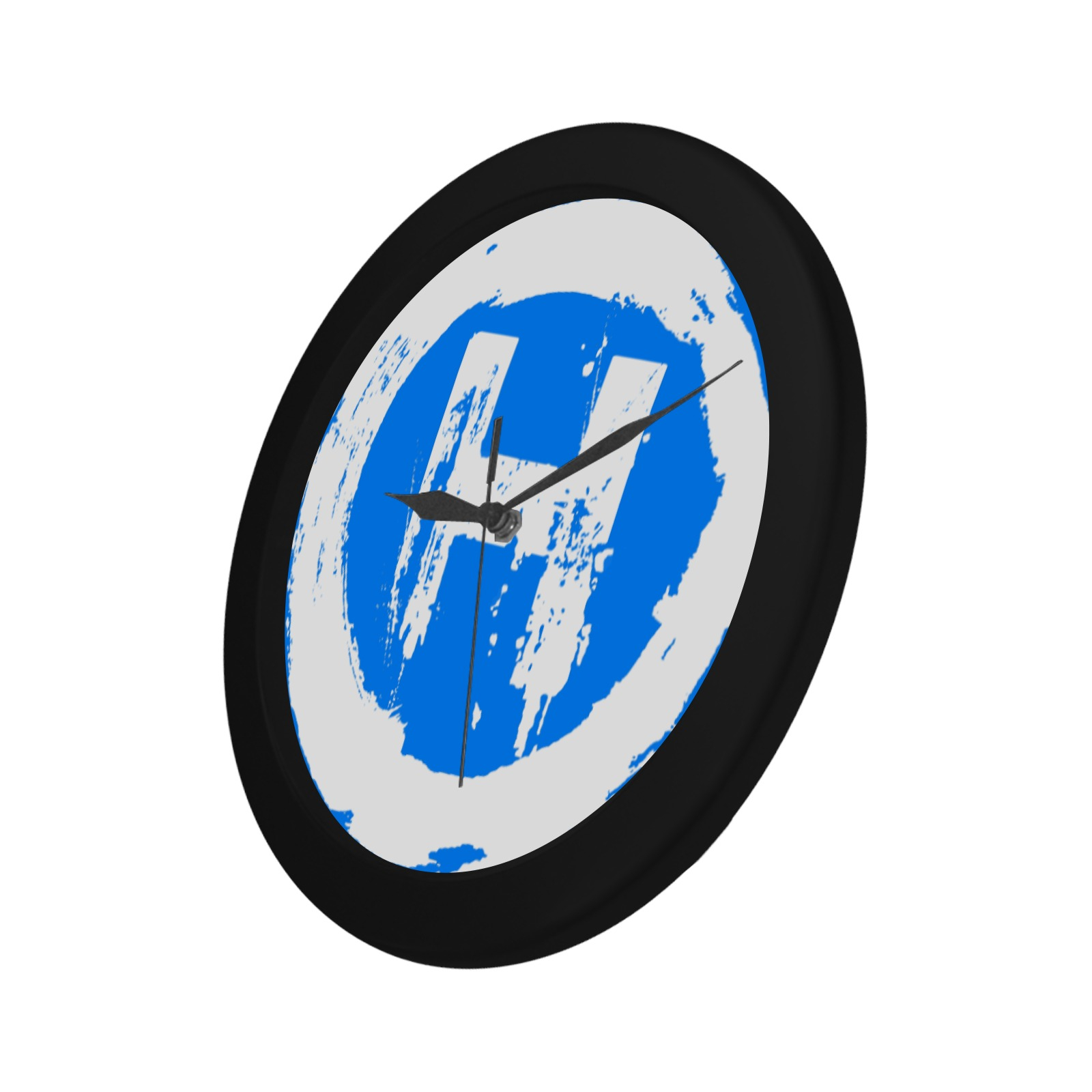 H Clock (Blue) Black Plastic Wall Clock - Image 3