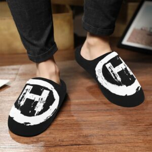 H Mens Slippers Men's Non-Slip Cotton Slippers (Model 0602)