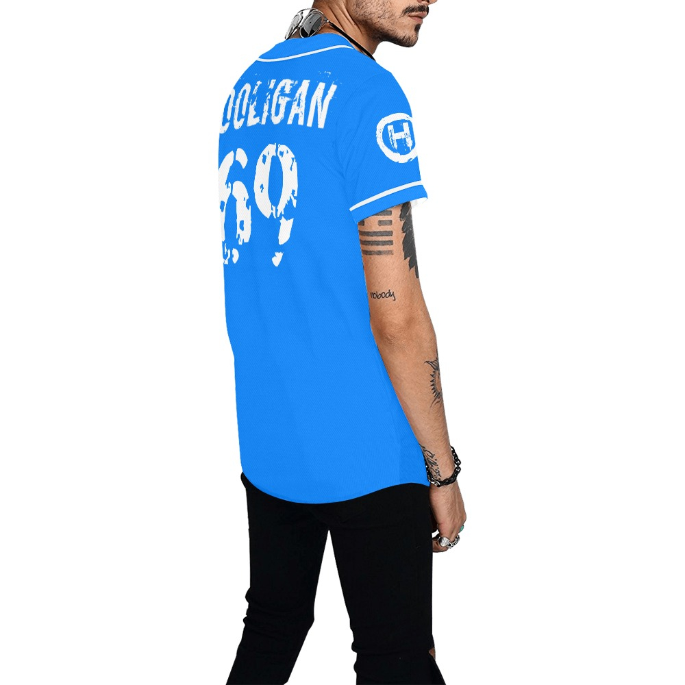 Hooligan Baseball Jersey (Blue) Men's All Over Print Baseball Jersey (T50) - Image 3