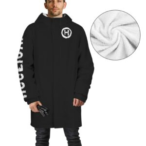 Hooligan Big Winter Coat (Black) Men's Mid-length Fleece-lined Jacket(Model H69)