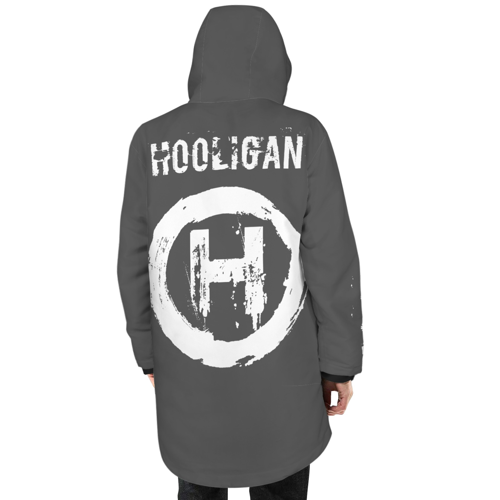 Hooligan Big Winter Coat (Grey) Men's Mid-length Fleece-lined Jacket(Model H69) - Image 3