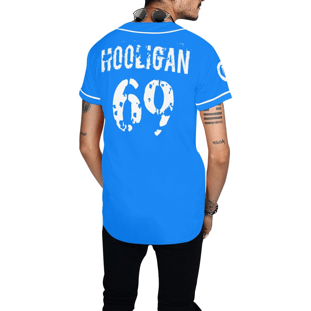 Hooligan Baseball Jersey (Blue) Men's All Over Print Baseball Jersey (T50) - Image 2