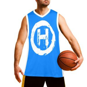 Hooligan Basketball Jersey (Blue) Men's V-Neck Basketball Jersey