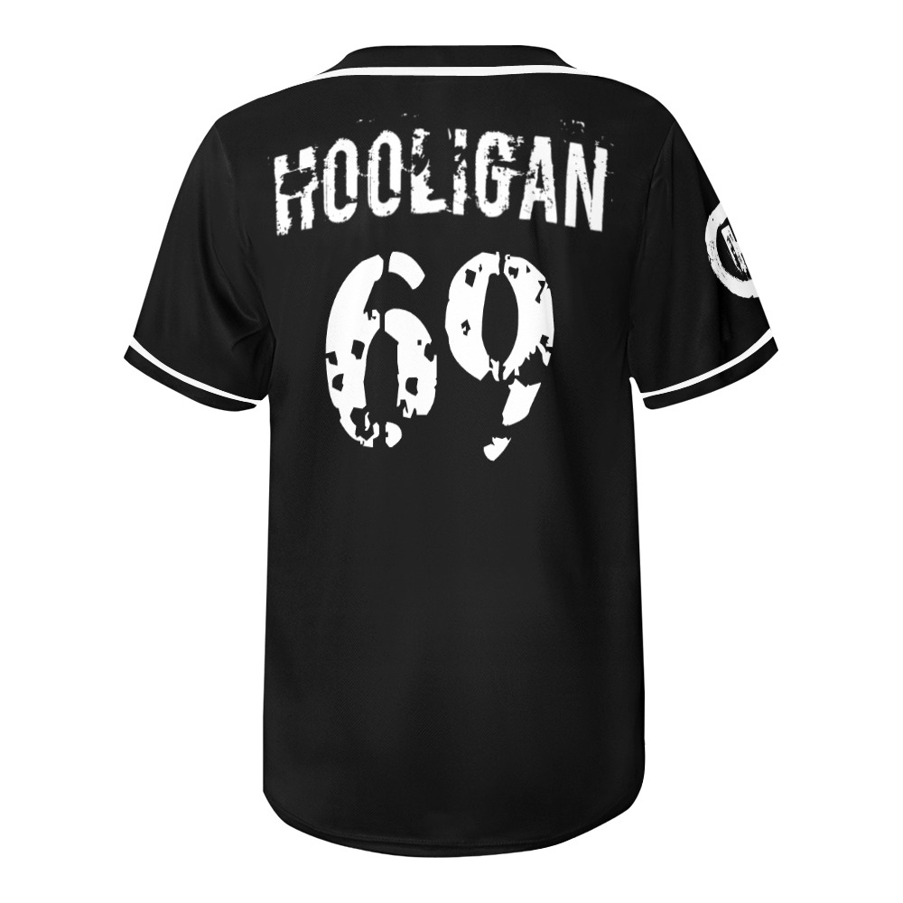 Hooligan Baseball Jersey (Black) Men's All Over Print Baseball Jersey (T50) - Image 5