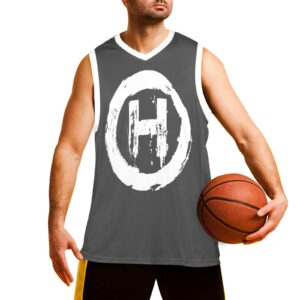 Hooligan Basketball Jersey (Dark Grey) Men's V-Neck Basketball Jersey