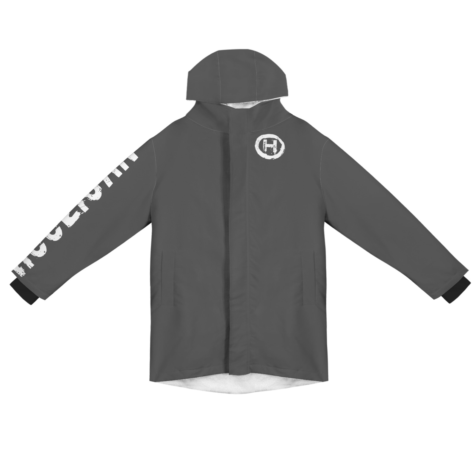 Hooligan Big Winter Coat (Grey) Men's Mid-length Fleece-lined Jacket(Model H69) - Image 4