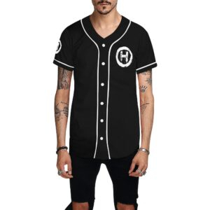 Hooligan Baseball Jersey (Black) Men's All Over Print Baseball Jersey (T50)
