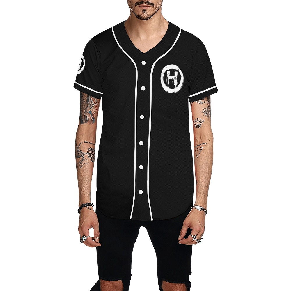 Hooligan Baseball Jersey (Black) Men's All Over Print Baseball Jersey (T50)