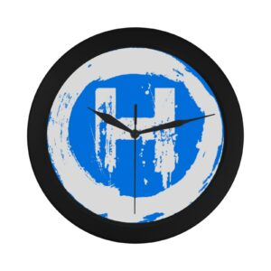 H Clock (Blue) Black Plastic Wall Clock