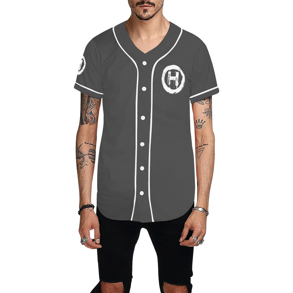 Hooligan Baseball Jersey (Dark Grey) Men's All Over Print Baseball Jersey (T50)