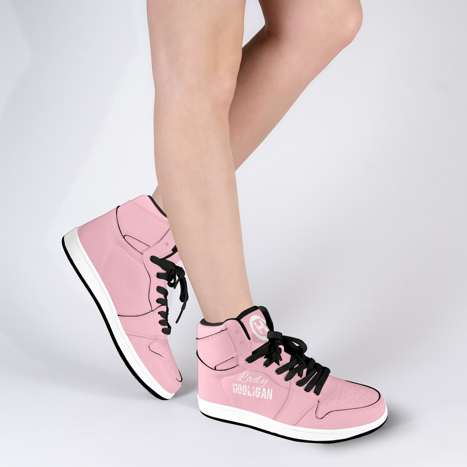 Lady Hooligan Hi-Tops (Pink) Women's High Top Sneakers (Model 20042) - Image 8