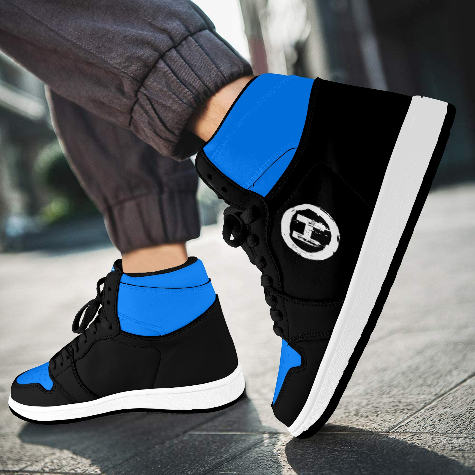 Hooligan High tops (Black/Blue) Men's High Top Sneakers (Model 20042) - Image 8
