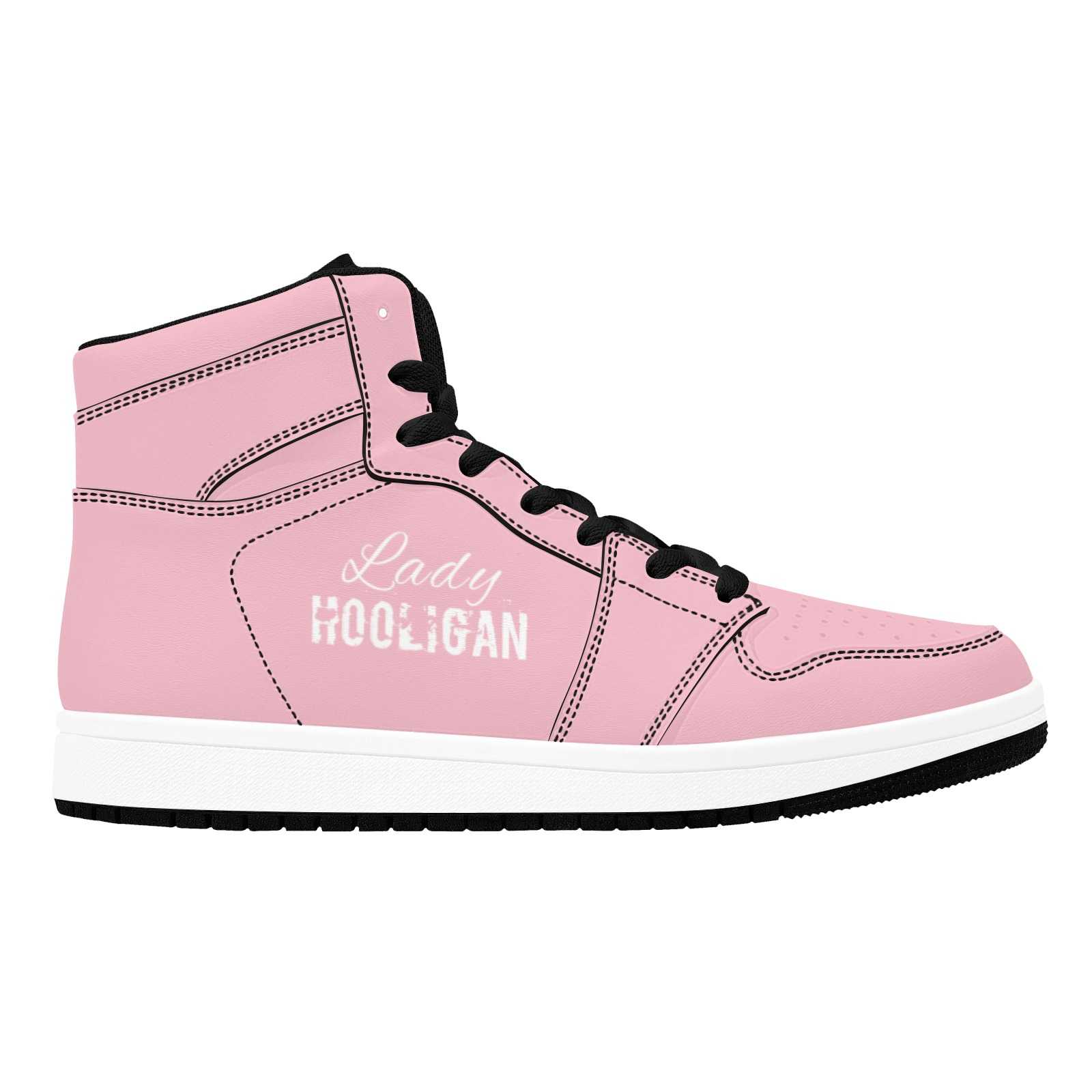 Lady Hooligan Hi-Tops (Pink) Women's High Top Sneakers (Model 20042) - Image 3
