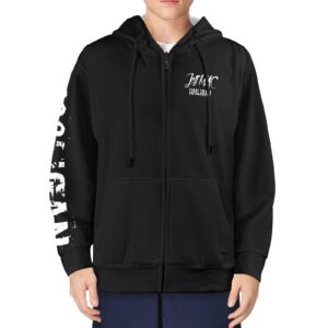 JM Hooligan Hoodie (Black) Men's Fleece Full-Zip Hoodie (Model H60)