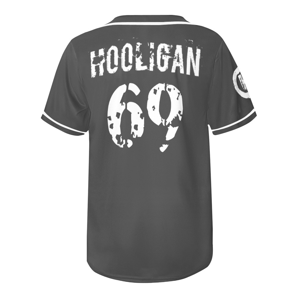 Hooligan Baseball Jersey (Dark Grey) Men's All Over Print Baseball Jersey (T50) - Image 5